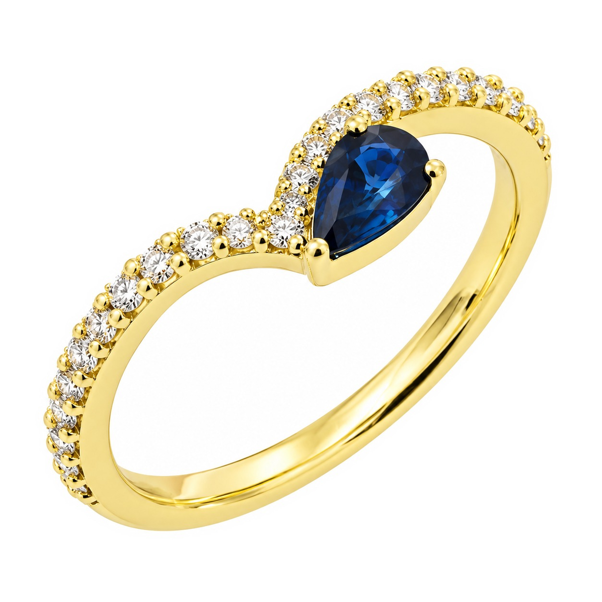 J&A 1970 – Bague – Or jaune, saphir & diamants