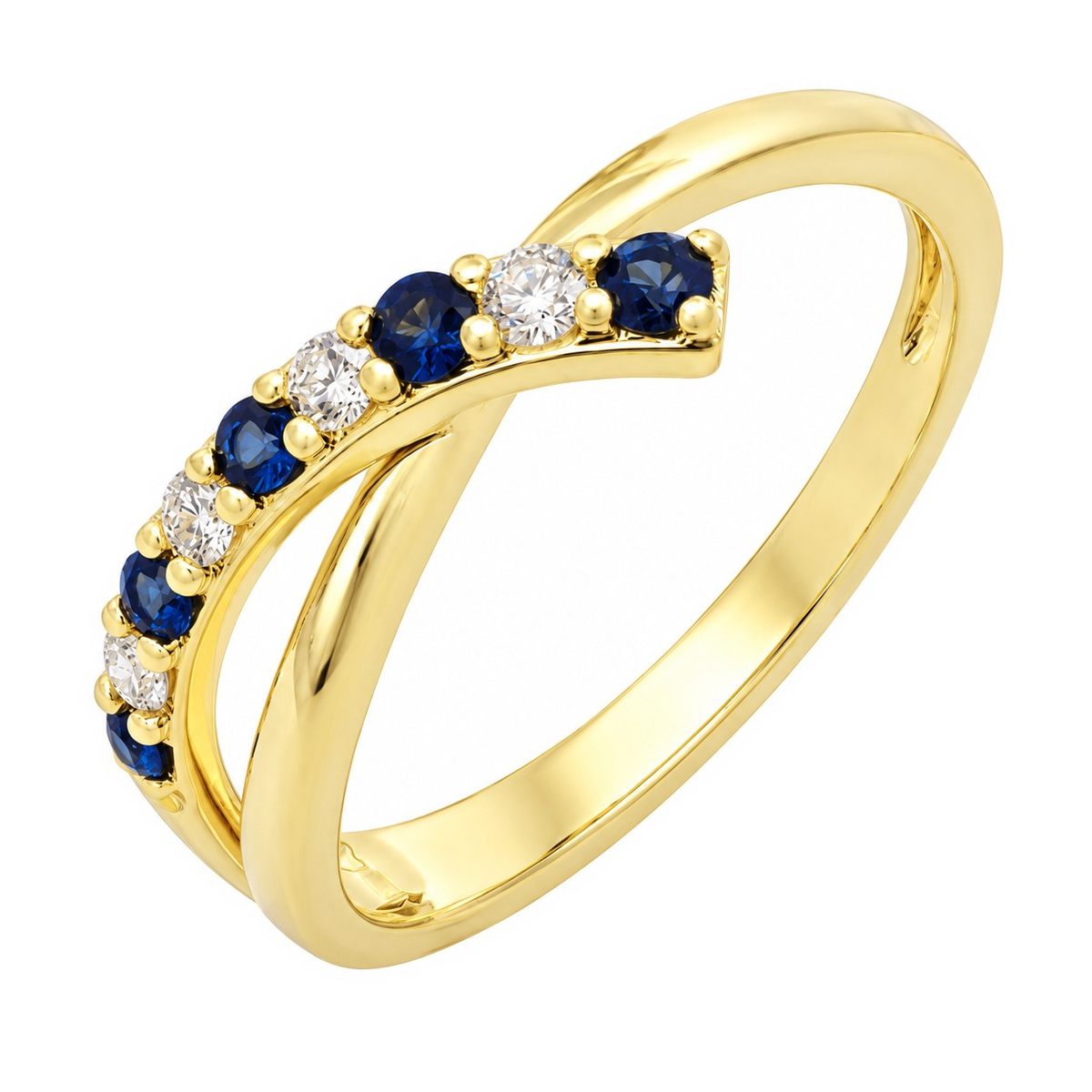 J&A 1970 – Bague – Or jaune, saphirs & diamants