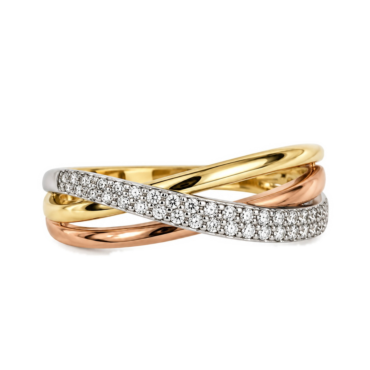 J&A 1970 – Bague – Or Tricolore & Diamants