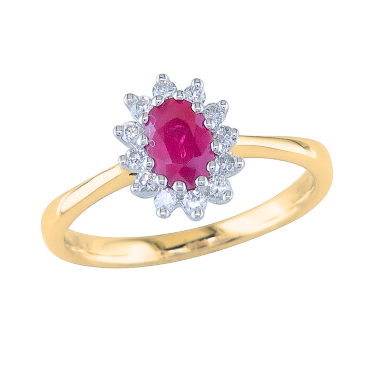 J&A 1970 – Bague – Or jaune, rubis & diamants