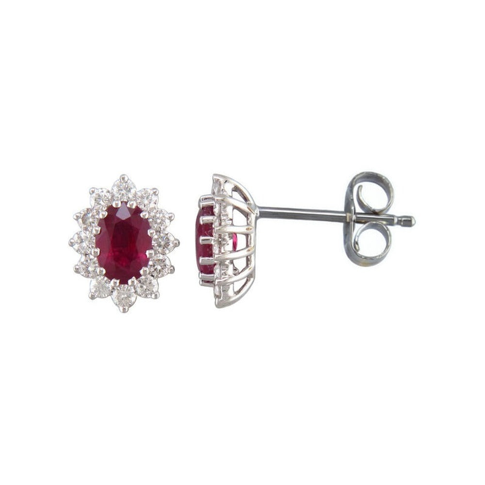 J&A 1970 – Boucles d'oreilles – Or Blanc, rubis & diamants