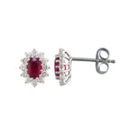 J&A 1970 – Boucles d'oreilles – Or Blanc, rubis & diamants