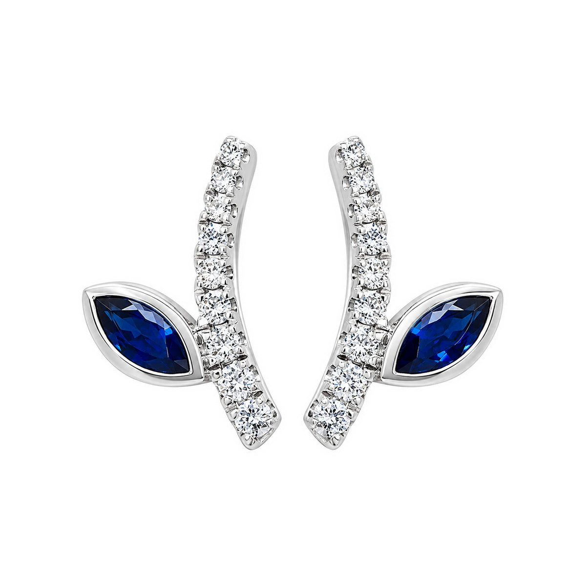 J&A 1970 – Boucles d'oreilles – Or Blanc, saphirs & diamants