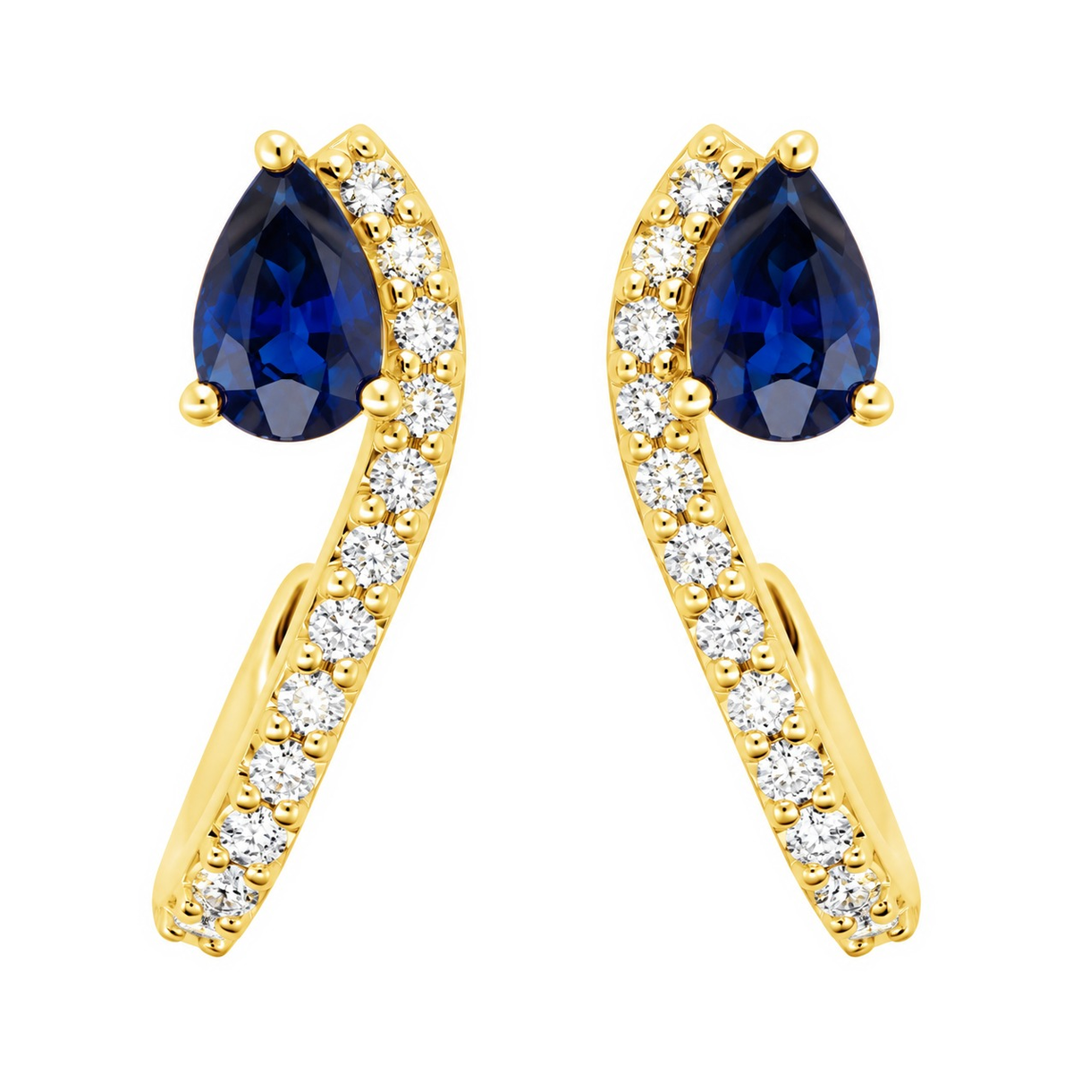 J&A 1970 – Boucles d'oreilles – Or jaune, saphirs & diamants