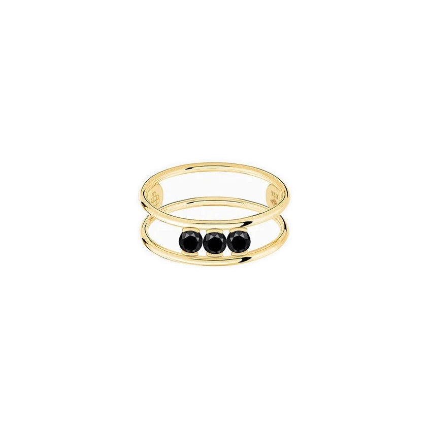La Brune & La Blonde – Bague – Or jaune & diamants noirs