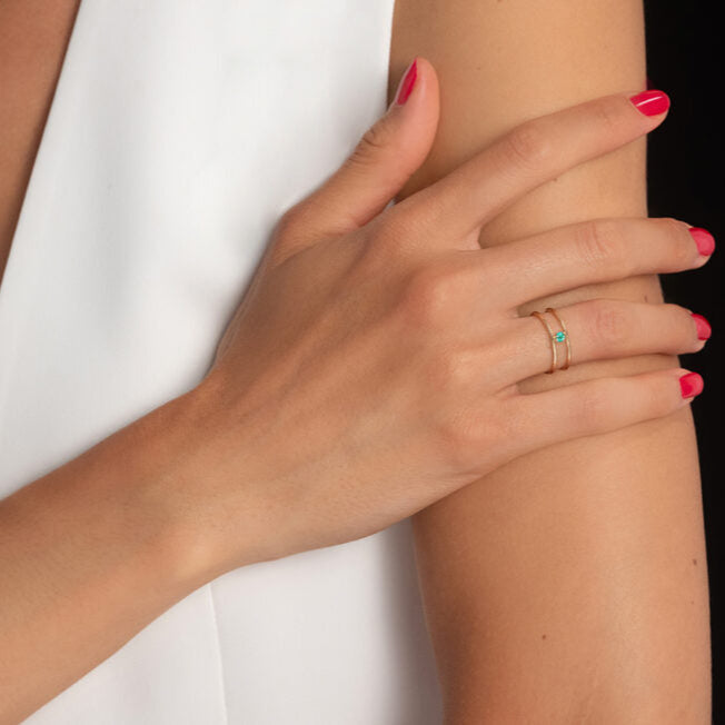 La Brune & La Blonde – Bague – Or Jaune & Émeraude – vue 2