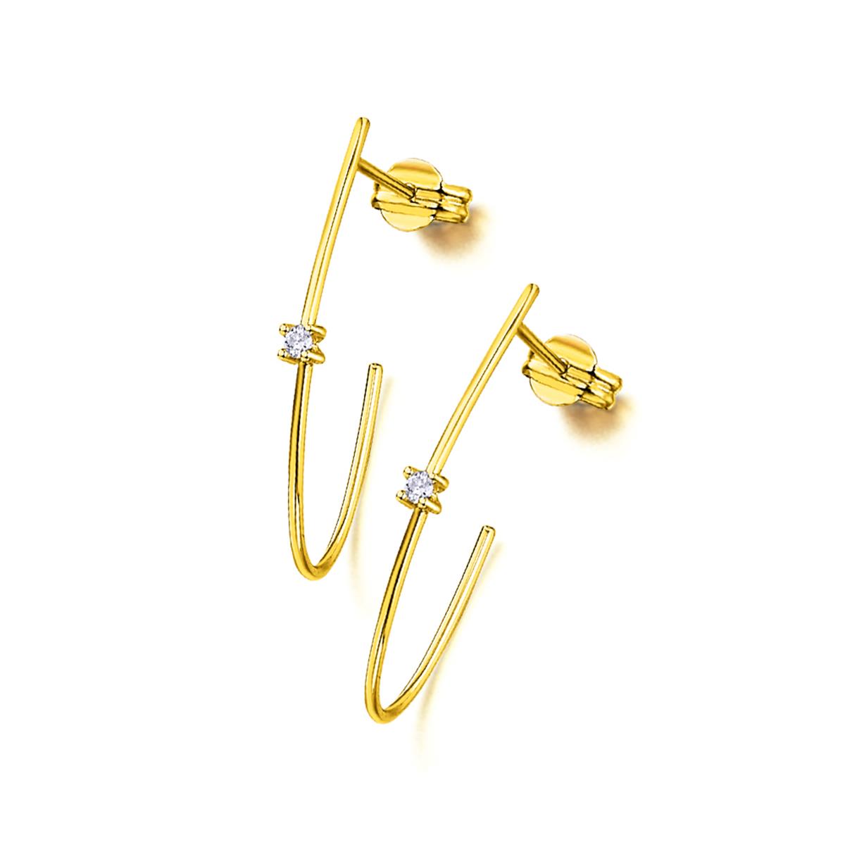LeCarré – Boucles d'Oreilles – Or Jaune & Diamants