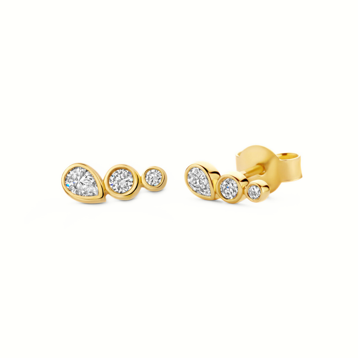 Mérité – Boucles d'oreilles – Or jaune & diamants Lab – vue 2