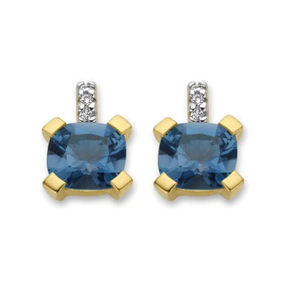 Pigou – Boucles d'Oreilles – Or Jaune & Diamants & Topazes London