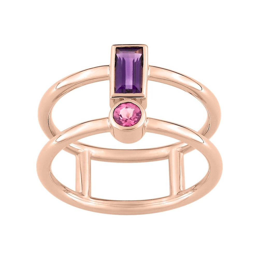 Robbez – Bague – Or Rose, Améthyste & Tourmaline