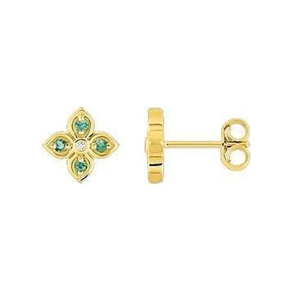Robbez – Boucles d'oreilles – Or Jaune, Émeraudes & Diamants