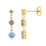 Robbez – Boucles d'Oreilles – Or Jaune, Topazes, améthystes & péridots