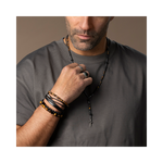 Rochet – Bracelet acier, cuir & agate noir – vue 3