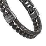 Rochet – Bracelet acier, cuir & agate noir – vue 3