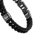 Rochet – Bracelet acier, cuir & pierre de lave – vue 3