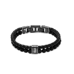 Rochet – Bracelet acier, cuir & pierre de lave – vue 2