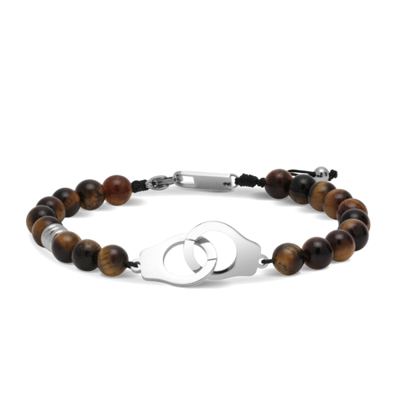 Rochet – Bracelet acier & oeil de tigre – vue 2