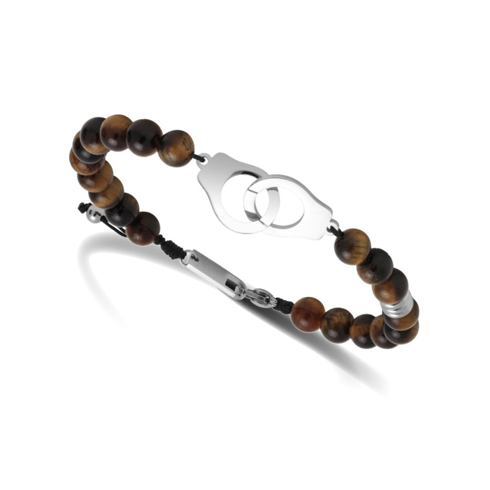 Rochet – Bracelet acier & oeil de tigre