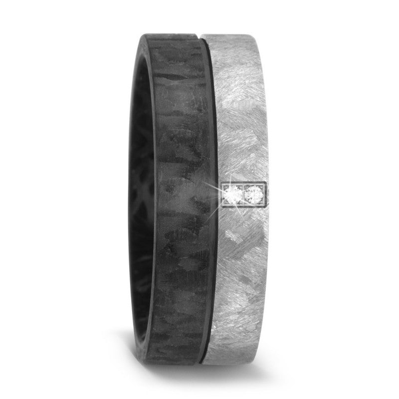 Titan Factory - Bague Titane, carbone & diamants