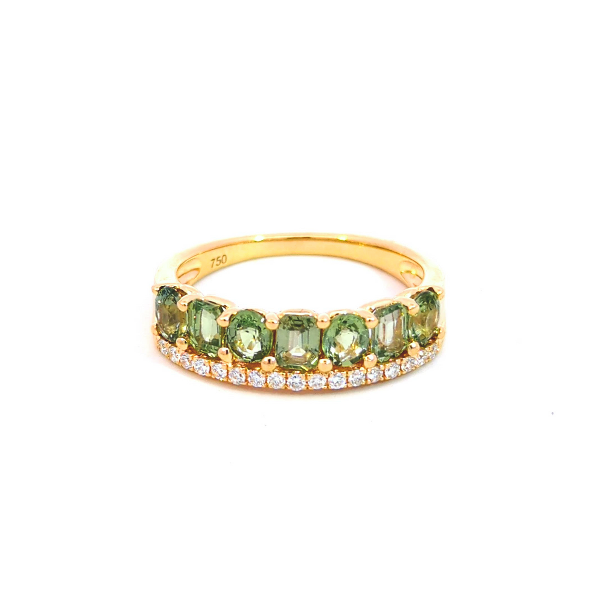 Valcke – Bague – Or Jaune, Saphirs Verts & Diamants